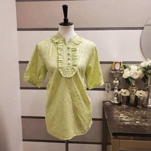 Vertigo Keyhole Ruffle Blouse Sz L
